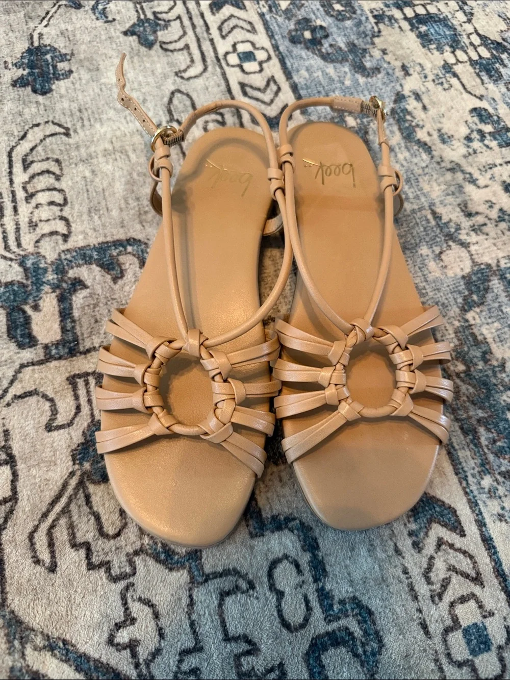 Women’s Beek Livia Knotted Leather Strap Nude Ring-Detail Sandals